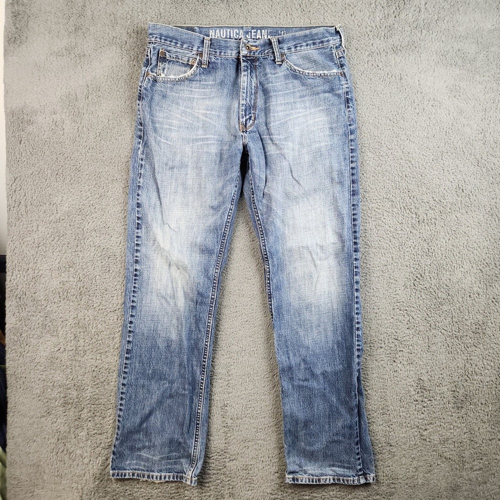 Nautica Men's Original Relaxed Straight Size 34x32 Cotton‎ Denim Jeans Blue Y2K